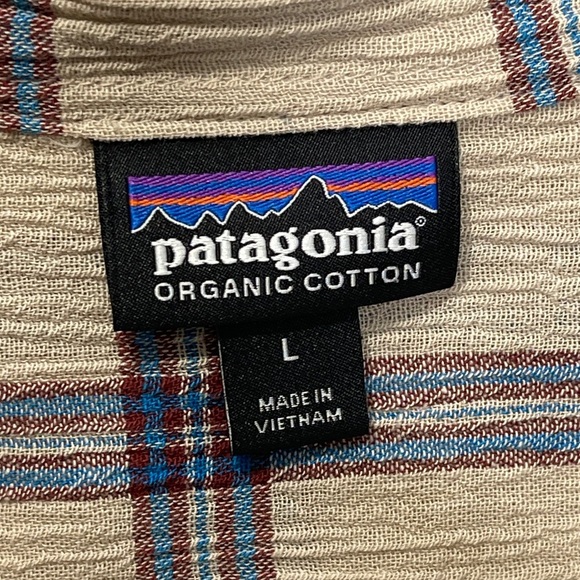 Patagonia Men's A/C Short Sleeve Plaid Gauze Button Up Shirt Size Large Organic - Picture 4 of 8
